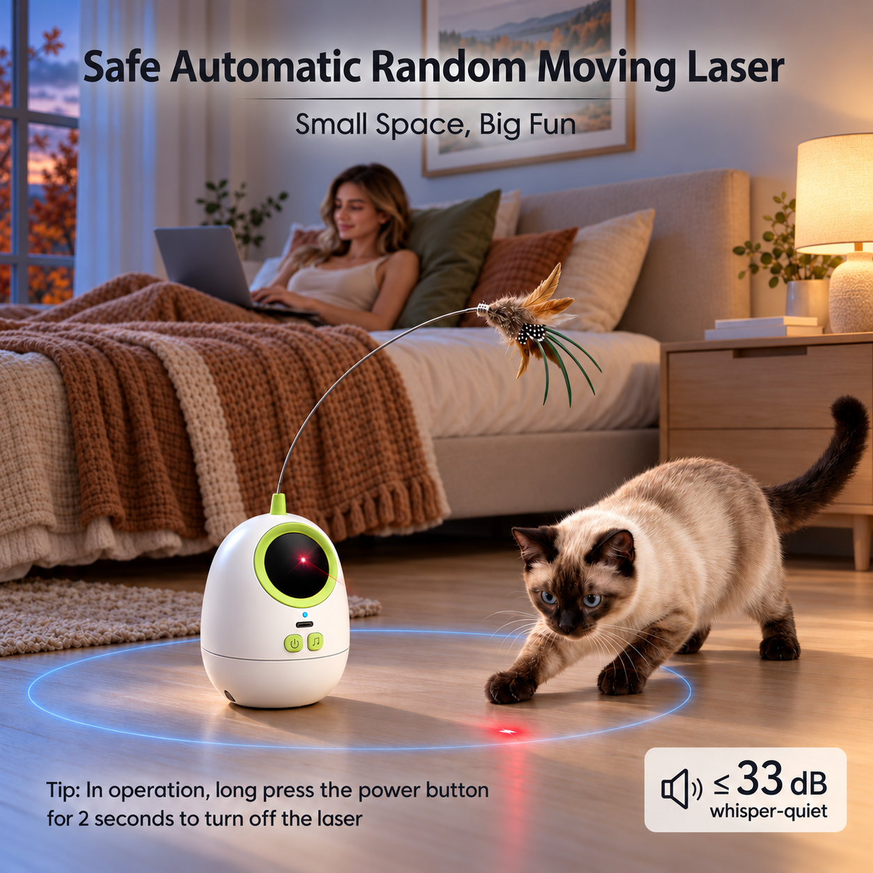 Fuufome Laser Inverted Figure Three-speed Interactive Cat Toy