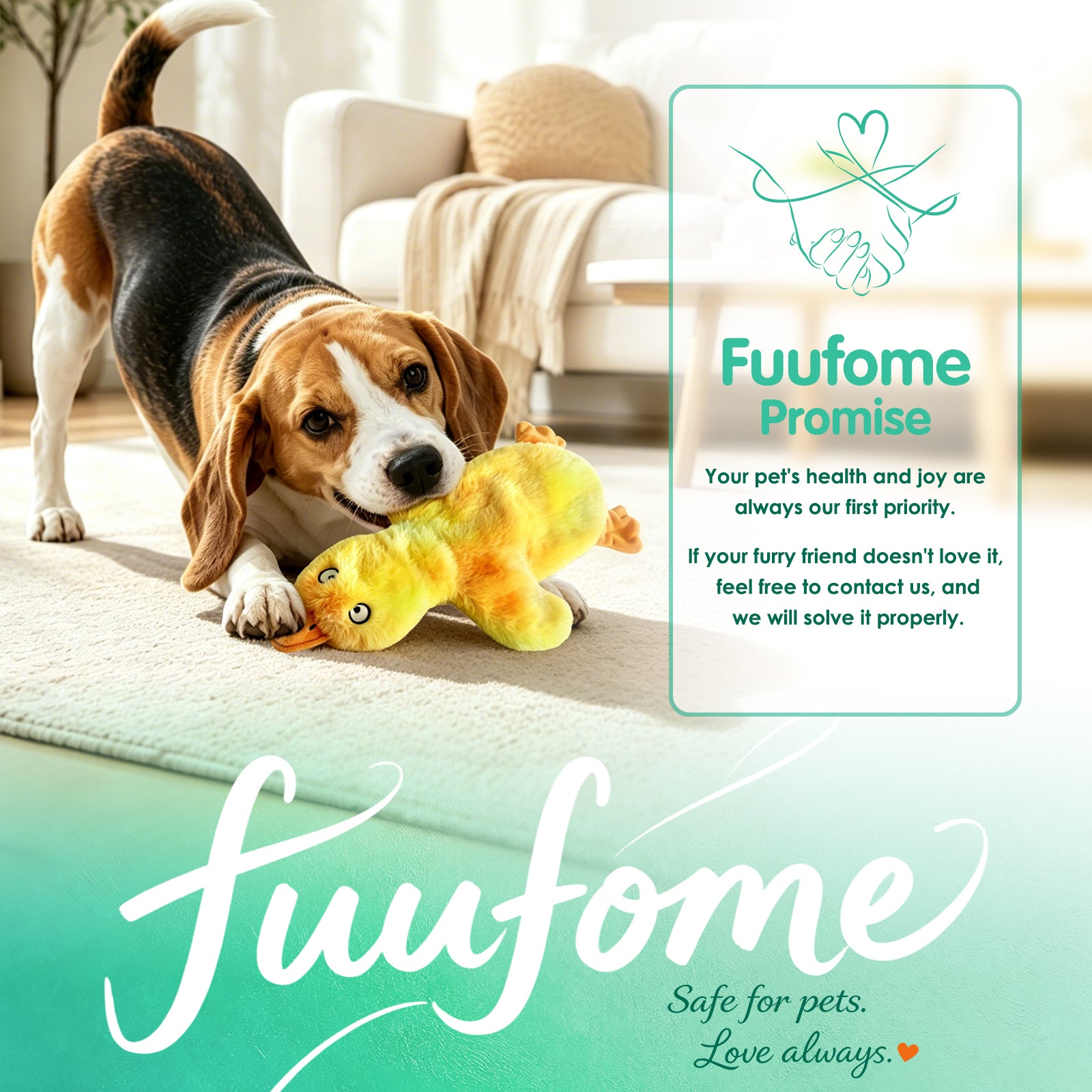 Fuufome Hollow Duck Squeaky Plush Dog Toy