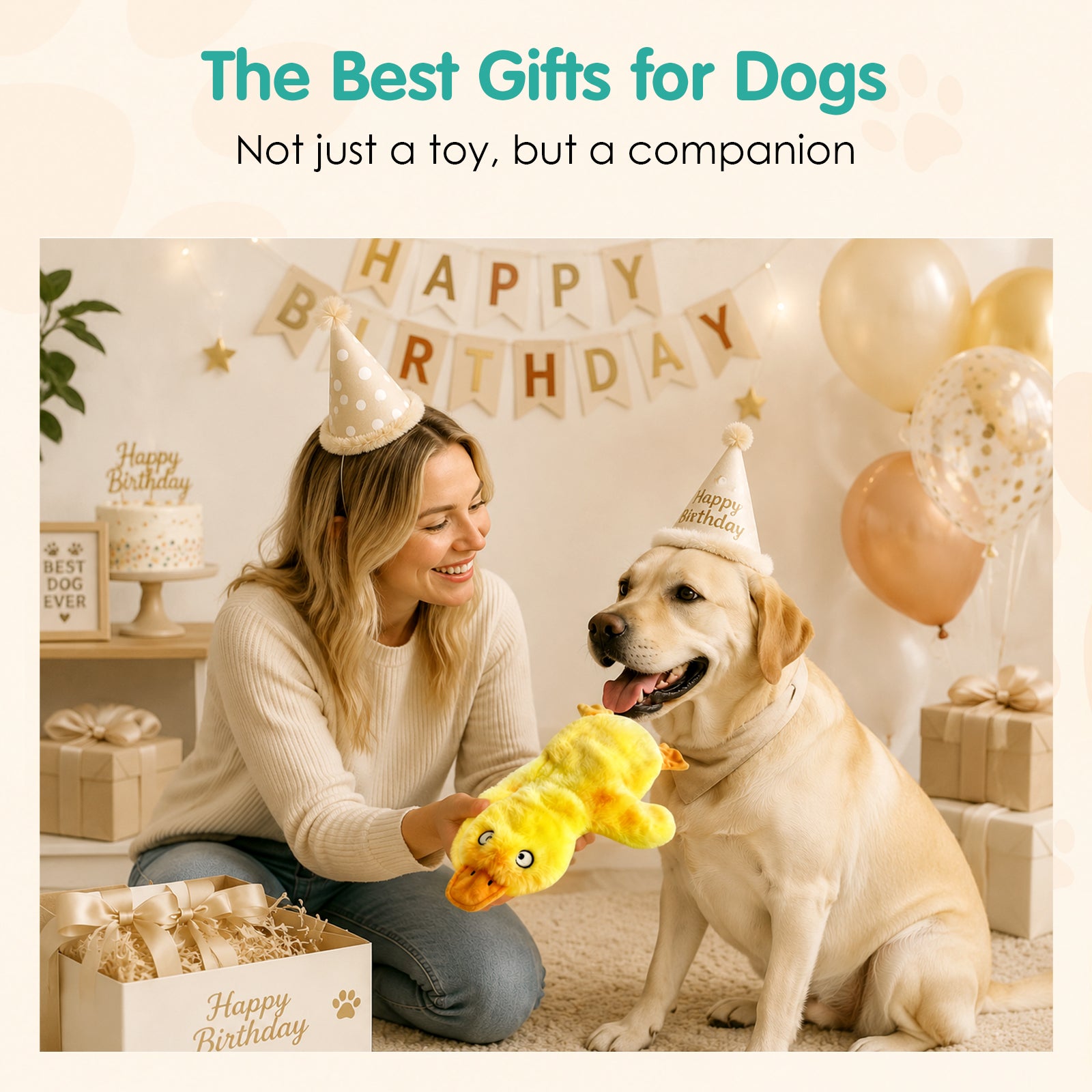 Fuufome Hollow Duck Squeaky Plush Dog Toy