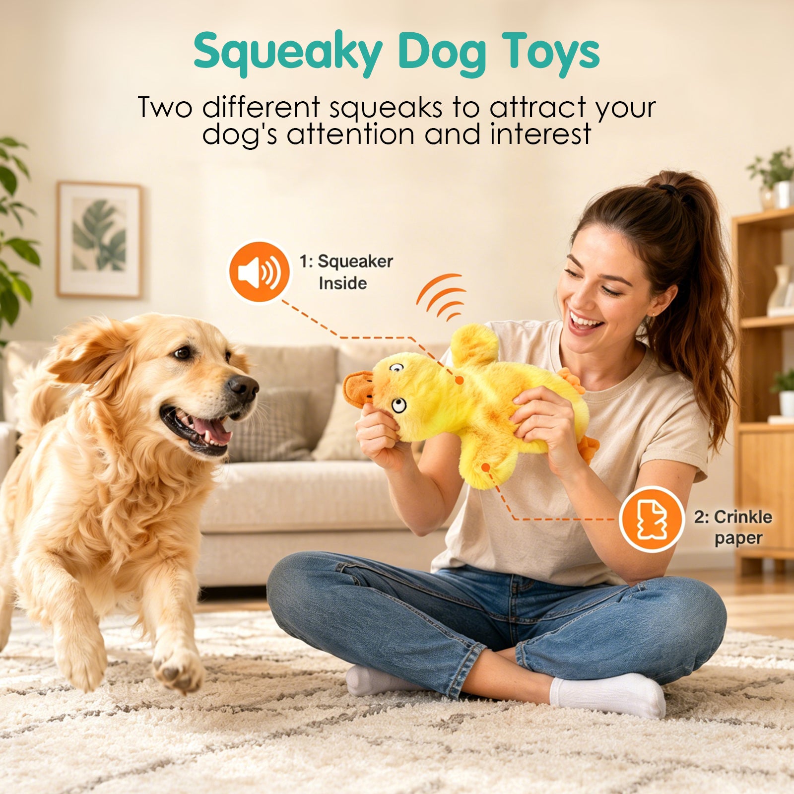 Fuufome Hollow Duck Squeaky Plush Dog Toy