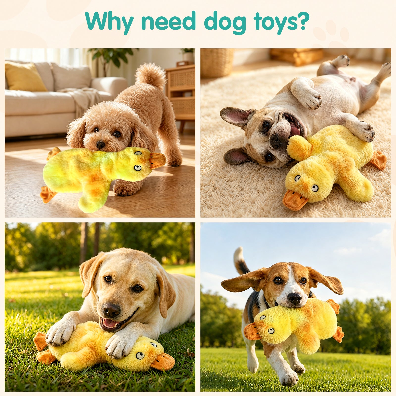 Fuufome Hollow Duck Squeaky Plush Dog Toy