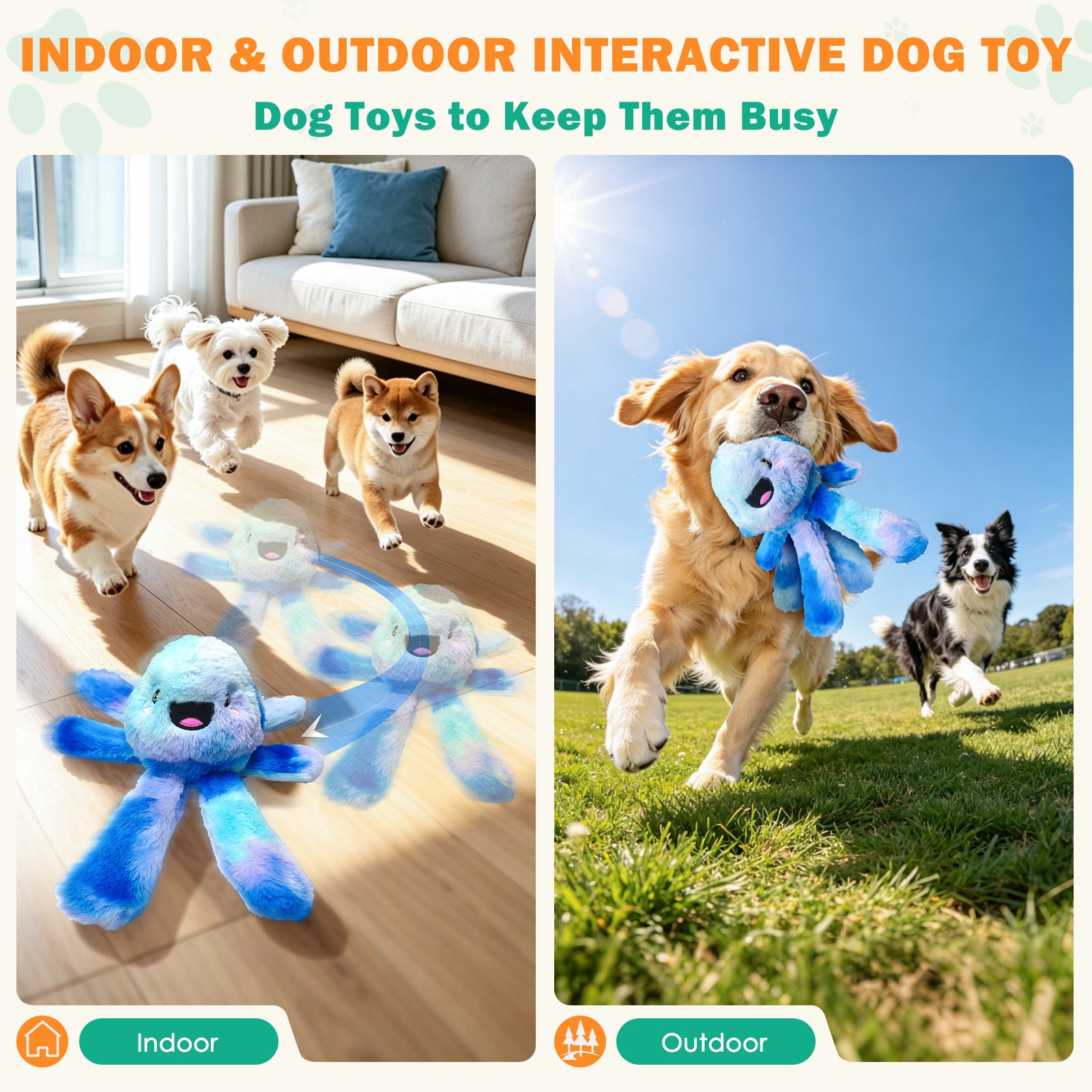 Fuufome Electric jellyfish Squeaky Plush Dog Toy